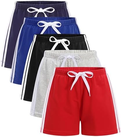 GFQLONG 5 Pack Toddler Cotton Running Shorts for Boys Girls