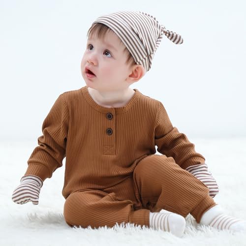 Ruliby Ribbed Romper Set 5-Piece 0-12 Months