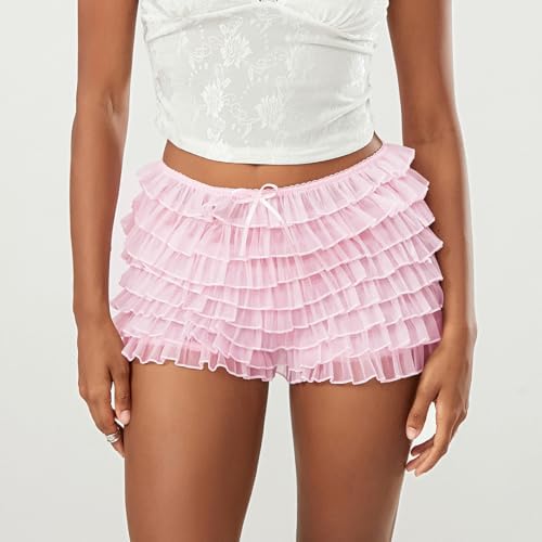 Luckinbaby Womens Lace Trim Ruffle Hundreds Layered Bloomers for Summer