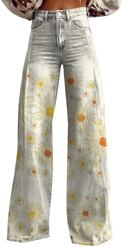 Floral Wide-Leg Baggy Jeans for Women
