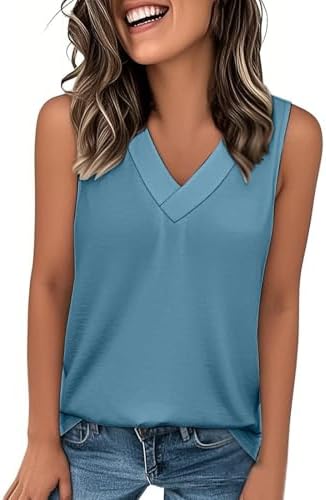 Womens Trendy Summer Tank Top 2025 - V Neck Sleeveless