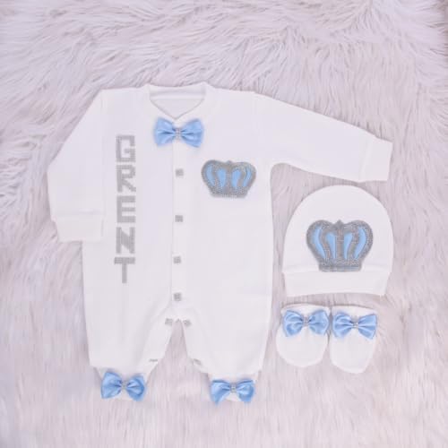 Personalized Luxury Newborn Baby Clothes Set for Boys 3 PCS