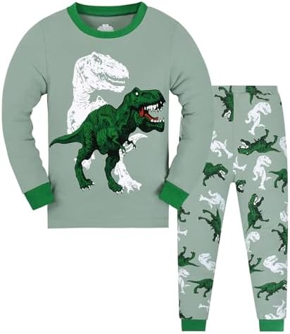 Little Boys Pajamas Dinosaur Cotton 2 Piece Set Fall Winter
