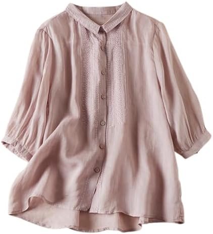 Retro Summer Top for Women Casual Trendy Linen Blur