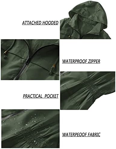 Quick-Dry Waterproof Breathable Womens Rain Jacket with Elastic Waist and_drawstring