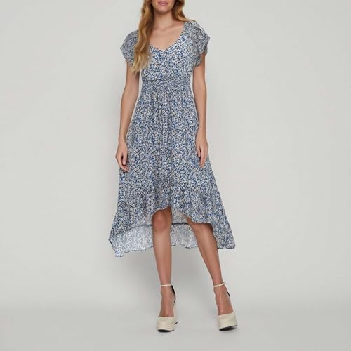 Floral Ruffle Puff Sleeve Boho Beach Dress for Women 2025