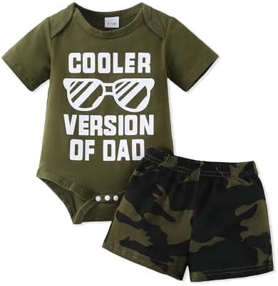 NZRVAWS Baby Boy Camouflage Letter Print Romper Set