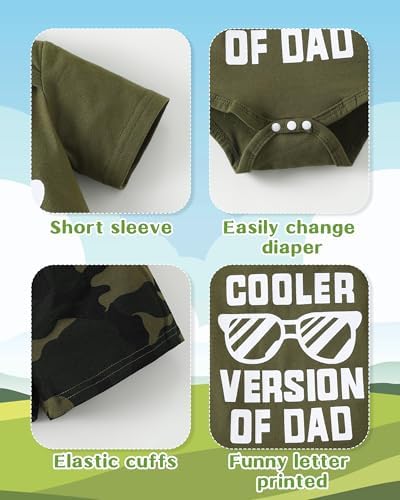 NZRVAWS Baby Boy Camouflage Letter Print Romper Set