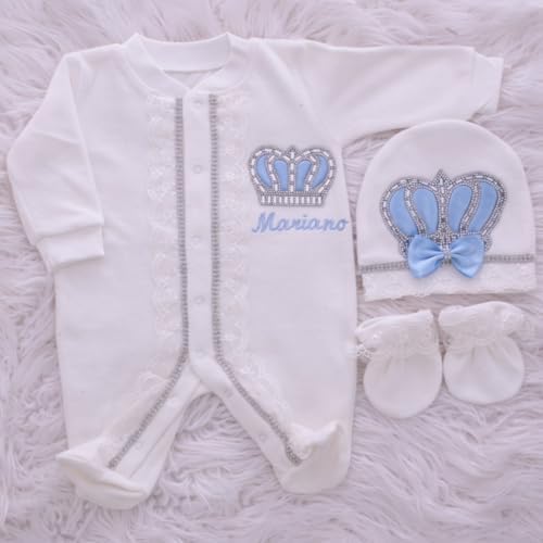 Personalized Baby Boy 3-Piece Set Long-Sleeve Romper More