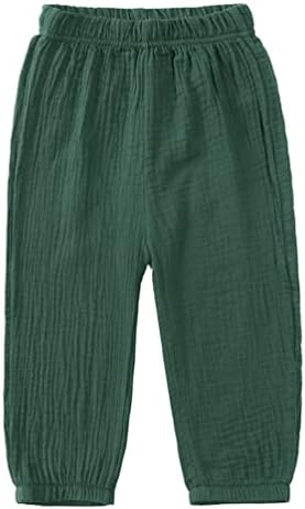 Runqhui - Super Soft Cotton and Linen Toddler Pants with Elastic Waist