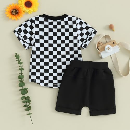 MABABY Toddler Baby Boy Summer Check Em Out T-Shirt Set