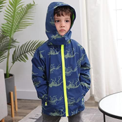 Dinosaur-RVerification Water-Proof Hooded Jacket for Boys wiping Rain in style