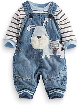 Cute Baby Romper - Stripe T-Shirt Denim Jumpsuit