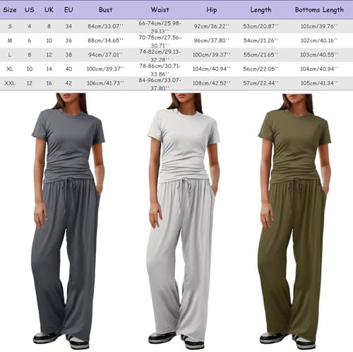 Cotton Jersey Tee Straight Leg Pants Set for Women