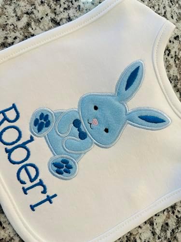 First Easter Bunny Bib for Baby BOYS - Personalized with Baby Name