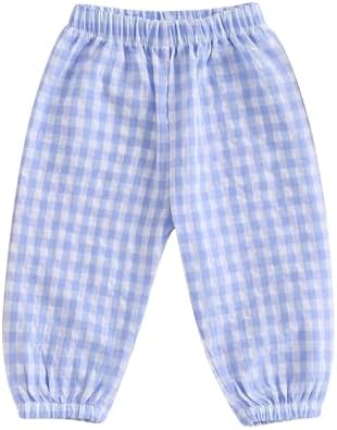 Goocher Elastic waist Plaid print Cotton pants for Toddlers boys and girls