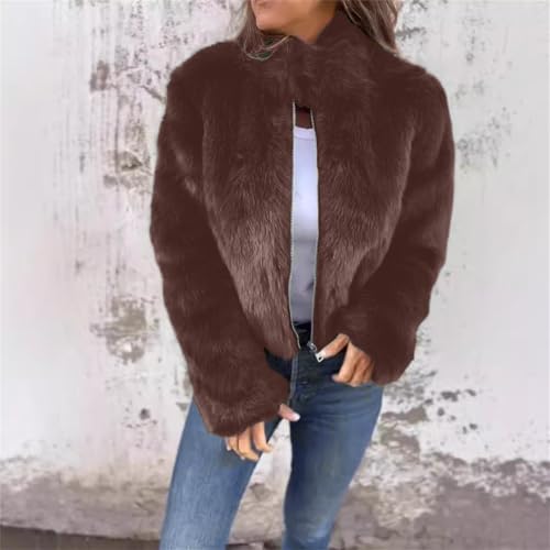 Fluffy Faux Fur Jacket Zip-Up 2024 Winter Cardigan