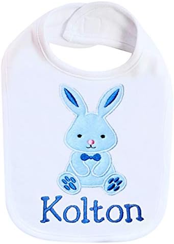 First Easter Bunny Bib for Baby BOYS - Personalized with Baby Name