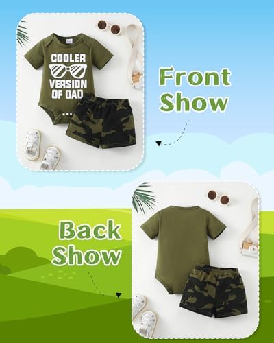 NZRVAWS Baby Boy Camouflage Letter Print Romper Set