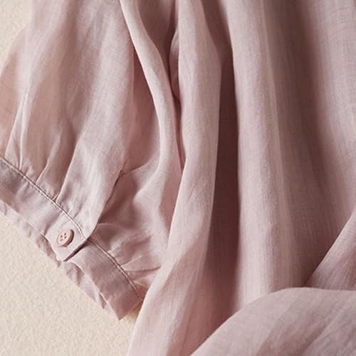 Retro Summer Top for Women Casual Trendy Linen Blur