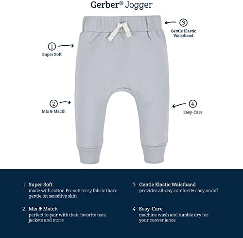 Gerber Baby Boys Toddler 3-Pack Jogger Pants