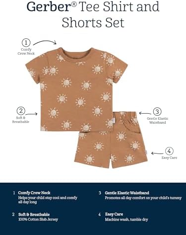 Gerber Baby Boys Toddler T-Shirt and Shorts Set