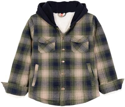 ZENTHACE Kids Sherpa-lined Flannel Shacket Jacket Cozy Warm