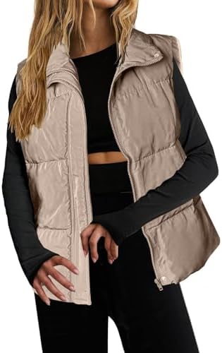 Womens Oversized Quilted Puffer Vest Winter Warm Outerwear