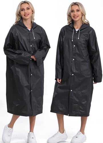 HOOMBOOM 2-Pack Reusable Rain Ponchos for Adults - Emergency
