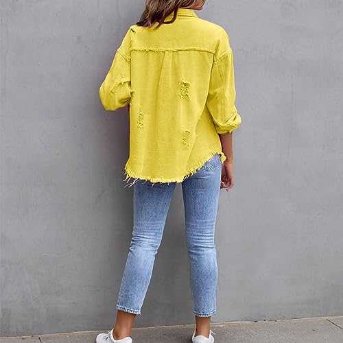 JOAU Womens Winter Ripped Denim Jacket
