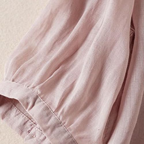 Retro Summer Top for Women Casual Trendy Linen Blur