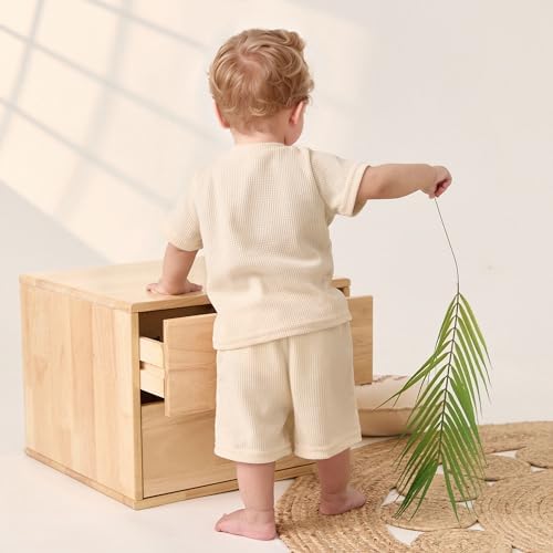 Premium Toddler Boys Waffle Knit Shorts Set