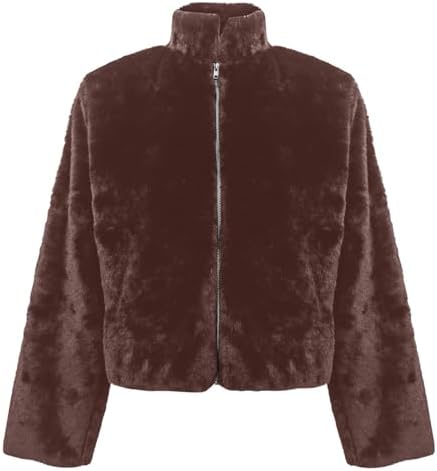 Fluffy Faux Fur Jacket Zip-Up 2024 Winter Cardigan