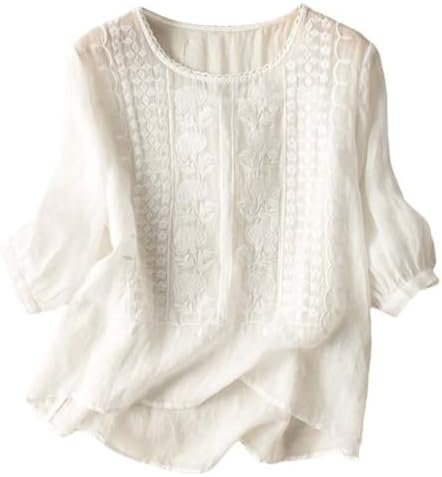 Casual Stylish Womens Short Sleeve Linen T-Shirt