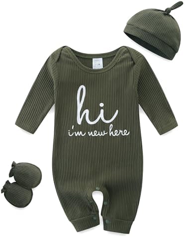 Baby Romper Set with Mitten and Hat