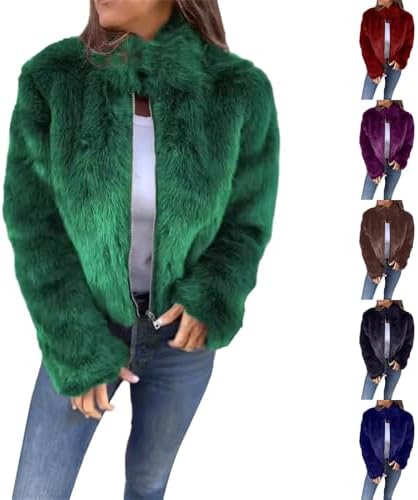 Fluffy Faux Fur Jacket Zip-Up 2024 Winter Cardigan