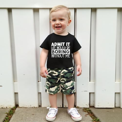 Camouflage Letter Print Toddler Boys Sets