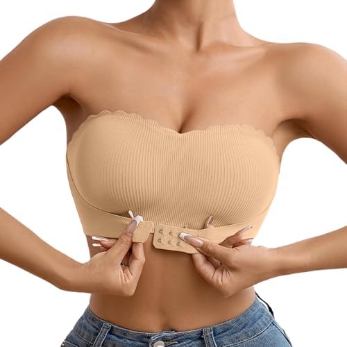 Sfascumop Womens Strapless Front Closure Bras One Piece Seamless Shapewear