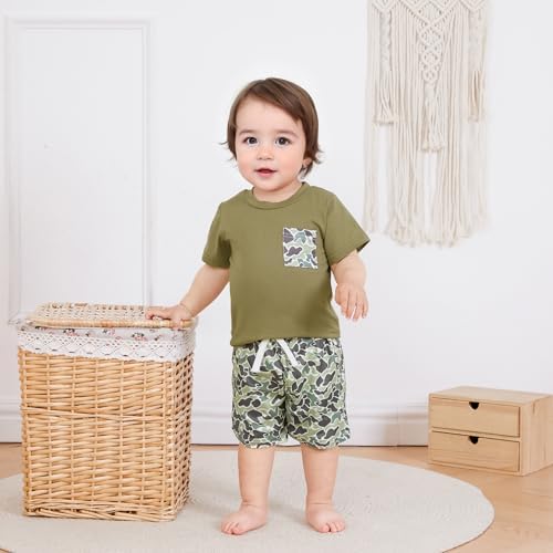 Kid-Friendly Summer Outfit Retro Duck Hunting Shirts Shorts Set