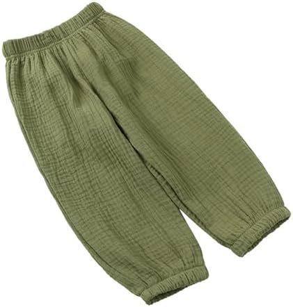 Heamoe Baby Girls Cotton Linen Pants Toddler Casual Elastic Waist Trousers