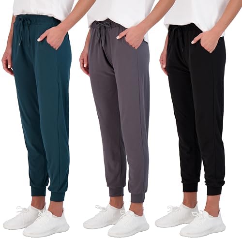 Real Essentials 3-Pack Womens Ultra-Soft Lounge Joggers