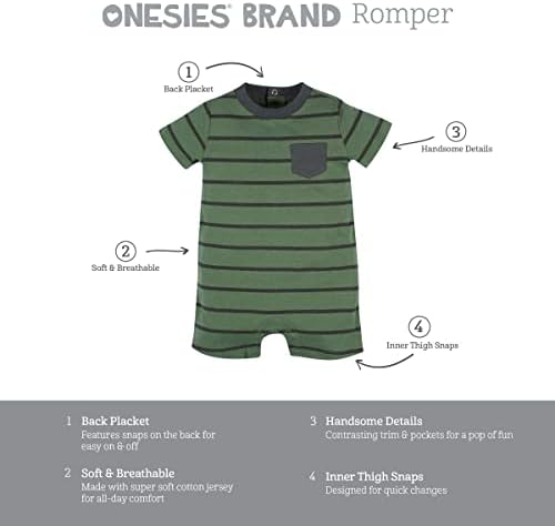 Onesies Brand Baby Boys 3-Pack Romper
