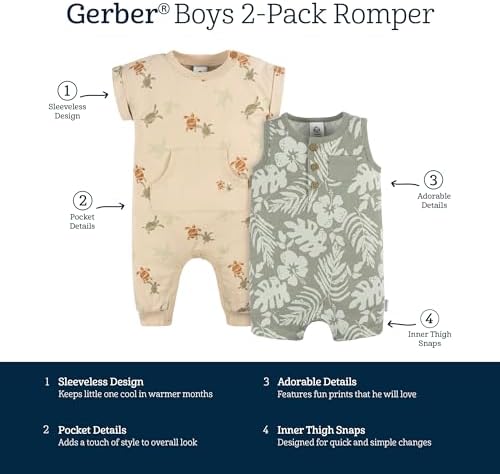 Gerber Baby Boys Romper Set - Comfortable Easy Change