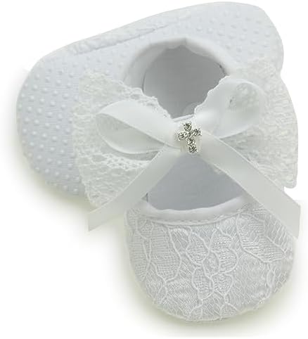 Nihao Baby Girls Baptism Christening White Shoes Headband Set