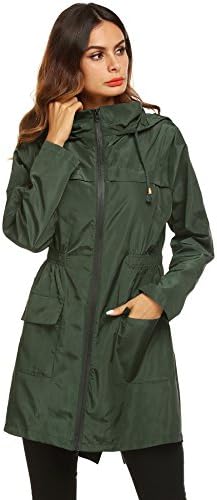 Quick-Dry Waterproof Breathable Womens Rain Jacket with Elastic Waist and_drawstring
