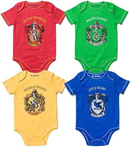 Harry Potter Baby 4-Pack Bodysuits - Easy 3-Snap Closure