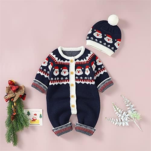 Perfect Christmas Gift Coziest Baby Sweater Santa Knit Romper Set