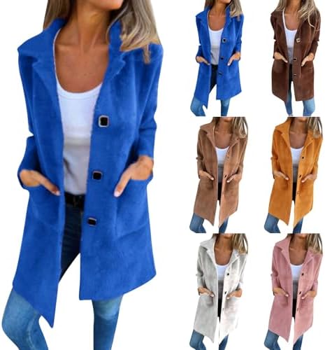 Versatile Womens Long Blazer Pocket HDC - 2024 Fall Outerwear with Lapel and Pockets