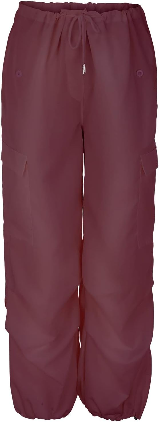 Womens wide-leg cargo pants with multiple pockets
