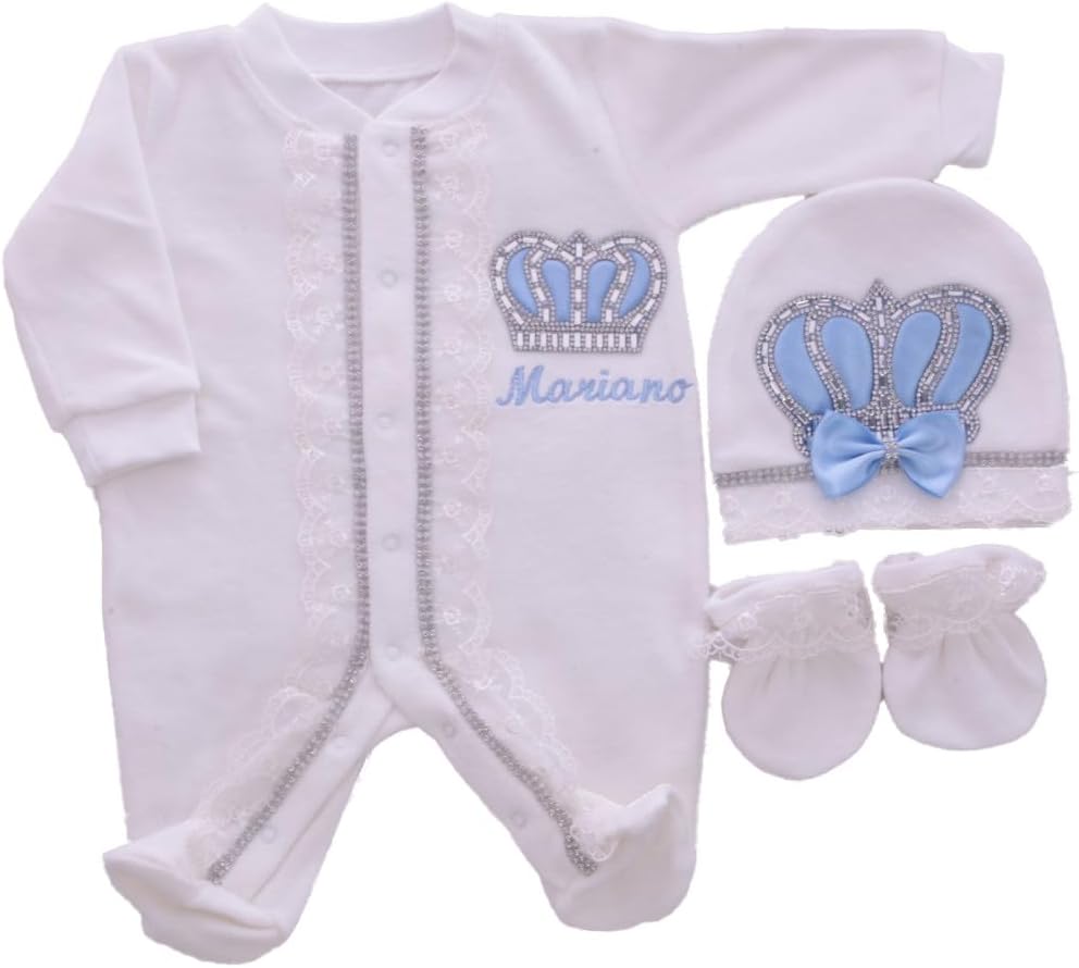 Personalized Baby Boy 3-Piece Set Long-Sleeve Romper More